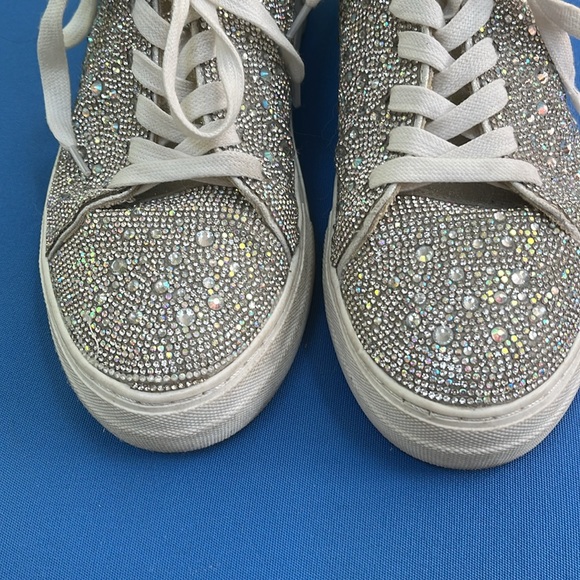 Betsey Johnson SB Sutton Silver Rhinestone Sneakers size 10 Bling Wedding - Picture 2 of 8